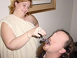 Grape feeding at sexy toga party